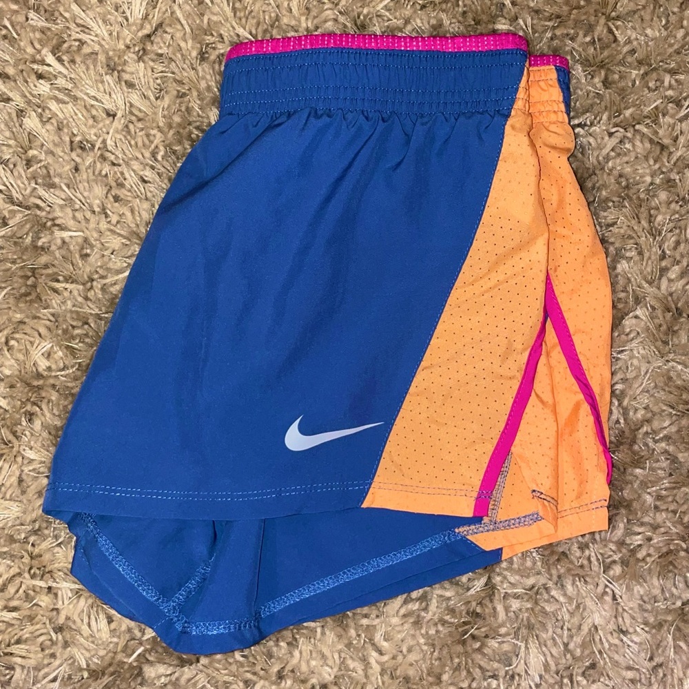 Nike shorts in blue/orange/pink